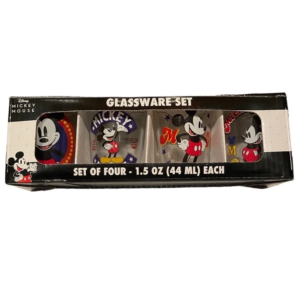 Disney Mickey Mouse Collector Glassware Set  4 Licensed Shot Glasses 1.5…